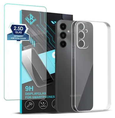 Produktbild von Handyhülle für Samsung Galaxy A05s mit 9H Displayglas Displayschutz Hülle Transparent Flexibel Elastisch Case Cover Backcover Schutzhülle