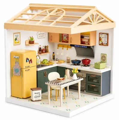 Productafbeelding van Dreamy mini house Keuken Kitchen met ledlamp DIY Modelbouw Knutselen