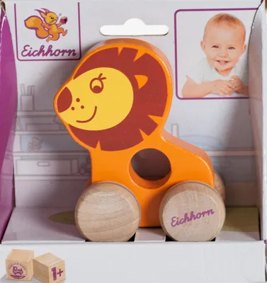 Produktbild von Eichhorn Schiebetier, Greiftier Löwe, Orange Holzspielzeug Nr.: 100003736