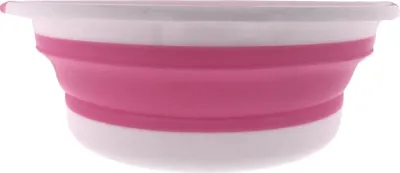 Produktbild von Spülschüssel faltbar 30cm Mehrzweckschüssel pink-weiß Silikon Schüssel Camping