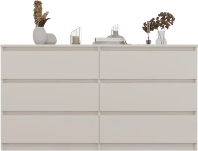 Produktbild von Kommode, Schlafzimmer Flur, Schrank, Sideboard, Highboard mit 6 Schubladen, Breite 140 cm Höhe 75 | Beige