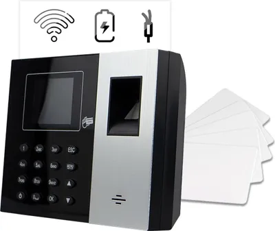 Image de Enregistreur de temps + LAN, batterie supplémentaire, IC Wiegand, HDWR TimeLok-300NWEPBI + 10 cartes RFID codées 13,56 mHz