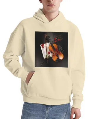 Zdjęcie produktu dla Bluza z kapturem dla mężczyzn, w kolorze fioletowym, z motywem muzycznym i kieszenią kangurką