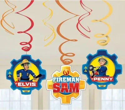 Productafbeelding van AMSCAN - 6 hangversieringen Brandweerman Sam