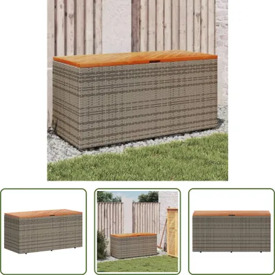 Produktbild von The Living Store Gartentruhe Grau 110x50x54 cm Poly Rattan Akazienholz