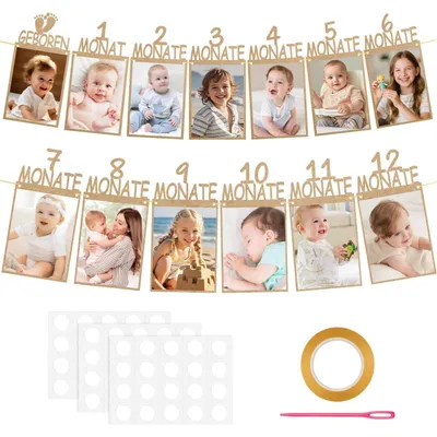 Immagine prodotto di Ghirlande fotografiche per decorazioni di compleanno, da 1 a 12 mesi, in carta color oro rosa