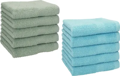 Produktbild von Betz 10 Stück Seiftücher 30x30 cm PREMIUM 100% Baumwolle Farbe: heugrün und ocean