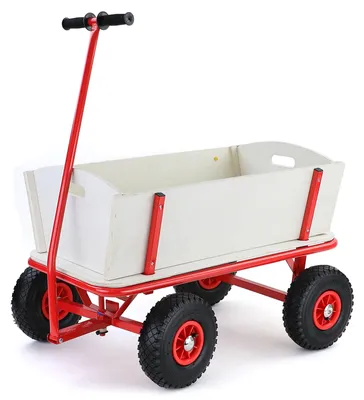 Bollerwagen Holz Handwagen Transportwagen Transportkarre 150kg Rot Top Qualität! – Produktansicht