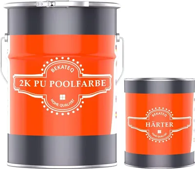 Produktbild von BEKATEQ 2K PolyurethanPoolfarbe Capriblau 10kg I Glänzende Schwimmbadfarbe für Poolbecken aus GFK, Polyester, Beton, Stahl, Fliesen I Lack auf PolyurethanHarz Basis, Schwimmbeckenfarbe, Poolbeschichtung LS-405