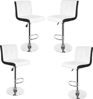 Produktbild von 4er-Set Barhocker aus Kunstleder, Höhenverstellbar, 360° frei drehbar Weiß-Schwarz