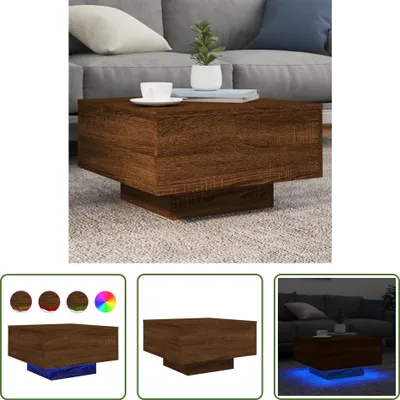 Immagine prodotto di The Living Store Tavolino con luci LED Look rovere marrone 55x55x31 cm