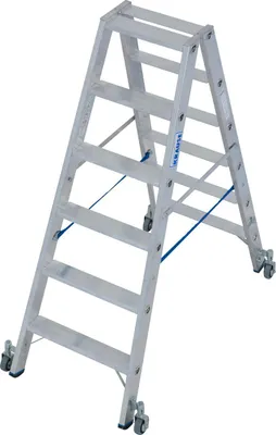 Zdjęcie produktu dla Drabina podwójna STABILO, na kółkach, 2 x 6 stopni, 124845