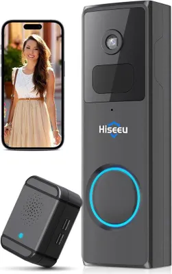 Image de Système de caméra pour smartphone sans frais mensuels - Sonnette vidéo sans fil - Caméra de sécurité - Pour smartphone et tablette - Sonnette intelligente avec Wi-Fi - Pas de frais d'abonnement