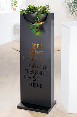 Produktbild von Gilde Schalenständer, flach, rechteckig, "Zuhause", Spruch, Metall, schwarz, VE 2, L. 30 cm, B. 38 cm, H. 115 cm