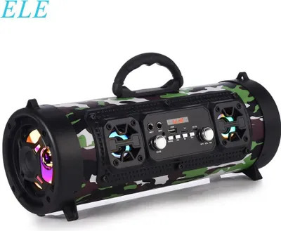 Image de colonne portable 6W Haut-parleur Bluetooth Déplacer le système sonore 3D KTV Barre de son Subwoofer Musique Haut-parleur sans fil FM Radio USB, Camouflage