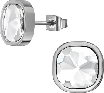 Produktbild von Titan Ohrringe Ohrstecker Quadrat 10mm mit Kristall