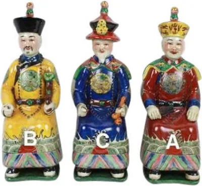 Obrázek produktu pro Fine Asianliving Čínský císař porcelán Figurka Tři generace dynastie Qing Sochy Set/3
