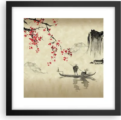 Produktbild von Gerahmtes Poster - Schwarzer Rahmen - Blume Kirschen Japan - 30x30 cm - Wand Bild - Wanddeko - Wandbilder - Kunstposter - Wandposter - Bilderrahmen - Bilder - Kunstdruck - P2BAC30x30-5020