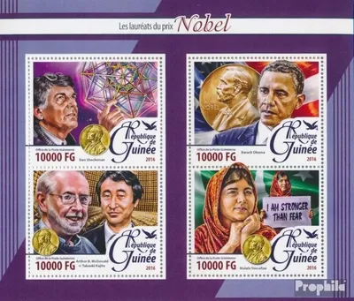 Produktbild von Briefmarken Guinea 2016 Mi 11756-11759 Kleinbogen (kompl. Ausgabe) postfrisch Die Nobelpreisträger