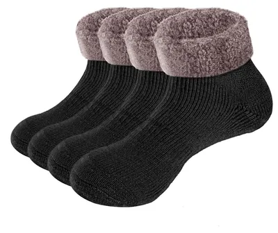 Produktbild von Stoppersocken Damen 2 Paar Warme Dicke Wintersocken Antirutschsocken mit Noppen 39-42 Schwarz