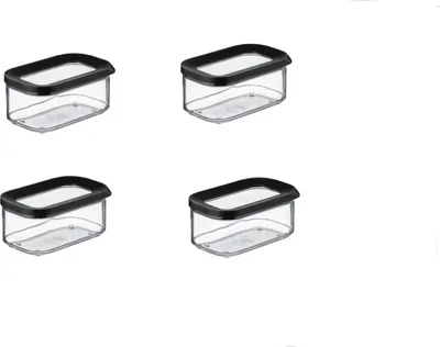 Produktbild von Mepal | Modula Set – 4-teilig | Vorratsdosen 425 ml | luftdicht & stapelbar | ideal für trockene Lebensmittel | Black Edition