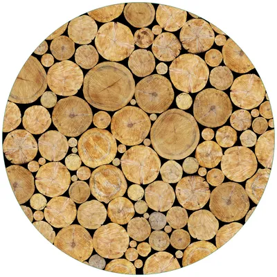 Produktbild von Wallario Premium Glasbild, freischwebende Optik, kräftige Farben, rund 50cm Durchmesser, Motiv Holzstapel rund