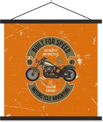 Produktbild von MuchoWow® Textilposter Vintage - Motor - Orange 60x60 cm mit schwarzem Rahmen - Posteraufhänger