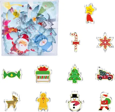 Produktbild von 11-teiliges Christmas Plätzchenausstecher Set Edelstahl 430 - Verschiedene Formen von 4-8 cm
