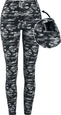Produktbild von Rock Rebel by EMP Damen Graue Camo-Leggings mit seitlichen Taschen XL