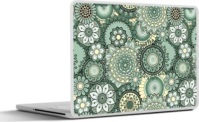 Produktbild von MuchoWow® Laptop Aufkleber Sticker Cover Blumen - Grün - Muster 32.5x23.5 cm - Sticker für Laptop - Selbstklebend