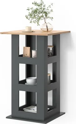 Image de Table de bar Livinity Regusa Chêne doré/anthracite 65x65cm, Model 55935