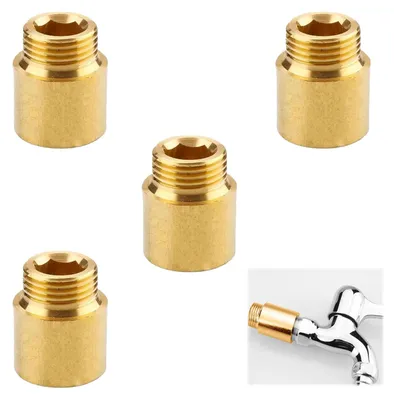 Productafbeelding van 4 stuks 20 mm messing kraanverlenging, schroefdraadfitting voor drinkwater en verwarming