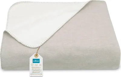 Produktbild von ZOLLNER Kuscheldecke zweifarbig in 150x200 cm - kuschelige Sofadecke beige waschbar bis 40°C langlebiges Mischgewebe Hotelwäschequalität ®