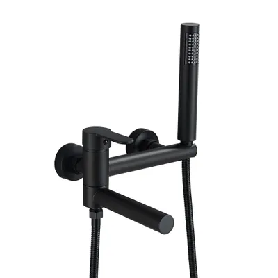 Produktbild von Badewannenarmatur, Messingkonstruktion, Wandmontage-Design, Schwarz
