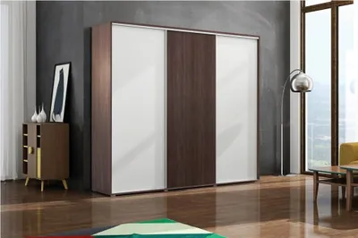 Obrázok produktu pre Trojdverová šatníková skriňa 278 cm LEO - čokoláda / biela