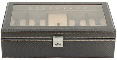 Produktbild von Friedrich Lederwaren Uhrenkasten mit LEDLicht, Carbon, Feinsynthetik, 9Uhren, dunkelbraun 29,5 x 17 x 8,5cm dunkelbraun; 32059-3