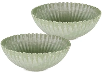 Immagine prodotto di Ciotole decorative per piante in plastica verde oliva 2 pezzi