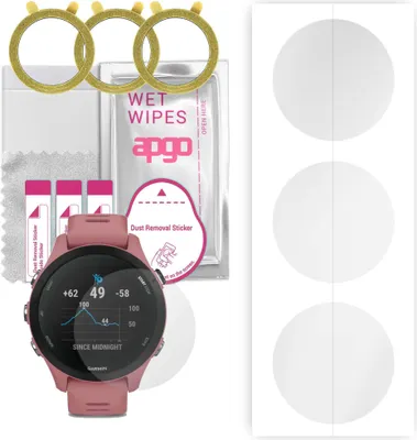 Produktbild von apgo 3 Stück Schutzfolie, klar, kompatibel mit Garmin Forerunner 255S Smartwatch, Hydrogel Displayschutzfolie mit Positionierhilfe, Displayfolie, robust und kratzfest