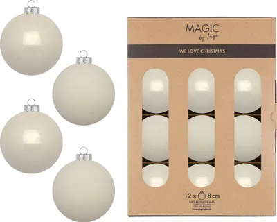 Produktbild von Weihnachtskugeln Glas 8cm 12 Stück - Blanched Almond
