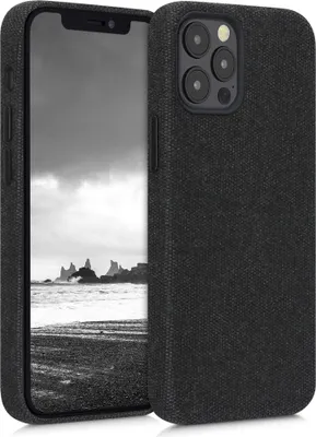 Produktbild von kwmobile Schutzhülle kompatibel mit Apple iPhone 12 Pro Max - Hülle Stoff - Case Handy - Backcover Cover Dunkelgrau