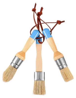 Produktbild von 3er Set Malpinsel mit Holzgriff für Kreide- und Wachsfarben