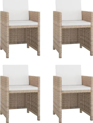 Produktbild von vidaXL 5-tlg. Garten-Essgruppe mit Auflagen Poly Rattan Beige