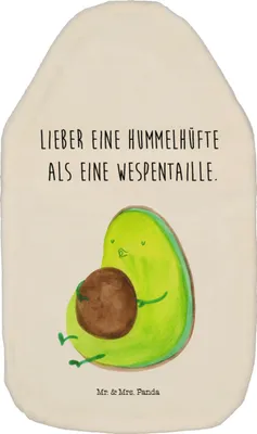Produktbild von Mr. & Mrs. Panda Wärmflasche Avocado Pfeifen - Weiß - Geschenk, Diät, Gesund, Wärmekissen, Wärmflaschen, Schwanger, Flauschige, mit Bezug, wärmebeutel, Ernährung