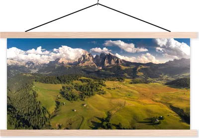 Produktbild von MuchoWow® Textilposter Seiser Alm - Dolomiten - Italien 120x60 cm mit holzfarbenen Rahmen - Klemmleiste