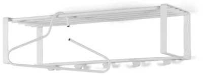 Garderobe Rex 2 Weiß pulverbeschichtet Wandgarderobe mit weißem Stahlgestell in Gesamtansicht.