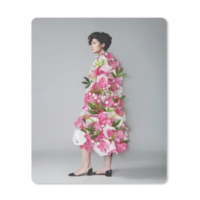Produktbild von MuchoWow® Mauspad Mousepad Frau - Kleid - Blumen 30x40 cm - Mousepads - Maus Mat - Pad - Mausunterlage - Mausmatten