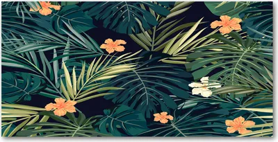 Produktbild von Tulup® Glas-Bild - 100x50 -Wandkunst - Wandbild hinter gehärtetem Sicherheitsglas  - Blumen & Pflanzen - Tropische Blätter - Grün