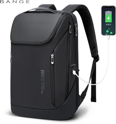 Imagen del producto de CarryQuest® - BANGE - Mochila para portátil de 15,6 pulgadas, con puerto USB, diseño para negocios, 35 litros, color negro