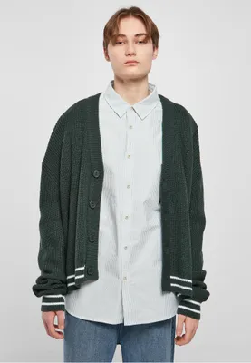Image de Cardigan pour homme Urban Classics Sporty Boxy Cardigan bottlegreen - 4XL