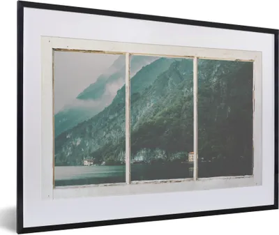 Produktbild von MuchoWow® MuchoWow® Gerahmtes Poster Aussicht - Berg - Nebel 60x40 cm - Poster mit zchwarzem Bilderrahmen - Schlafzimmer - Plakat in Rahmen - Drucken